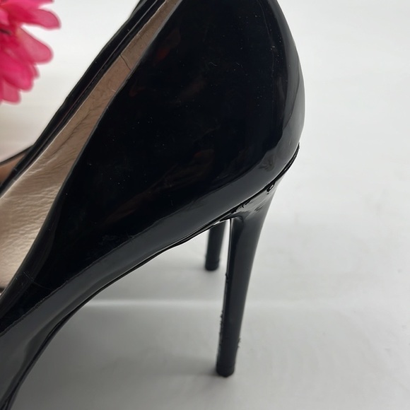 Kenneth Cole Giselle Peep Toe Black Patent Leather Stiletto Heels Sz 9. BHE0942B - Picture 5 of 13
